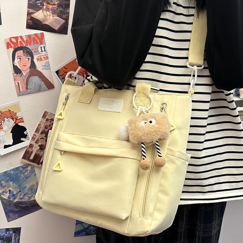 Кремовая сумка-тоут кроссбоди для поездок на работу - Большая вместимость, Универсальная, Сумка на одно плечо для студентов