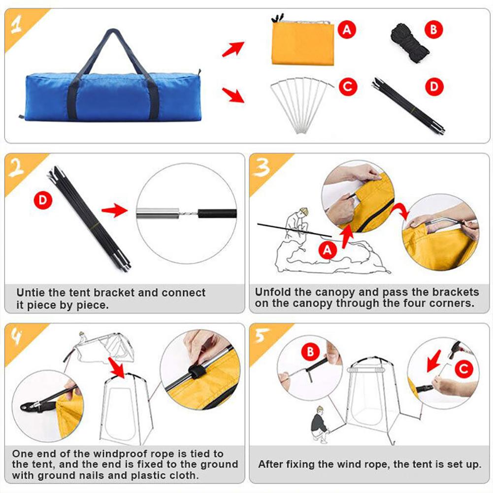 Палатка для переодевания на открытом воздухе, складная палатка для переодевания, ванна, водонепроницаемая, защита от ультрафиолета, устойчивая к разрывам для кемпинга и путешествий