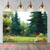 Причудливый лесной гобелен с изображением поляны и сосен, настенное покрывало для эстетичной комнаты