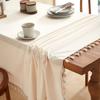 Бежевая скатерть с кисточками в фермерском стиле, подходит для фуршетного стола, праздничного ужина, вечеринки, столовой, свадьбы, прямоугольная скатерть в западном стиле