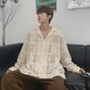 Мужская модная летняя рубашка свободного кроя с длинным рукавом и жаккардовым воротником