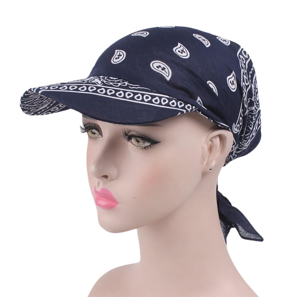 Women India Muslim Retro Floral Cotton Towel Cap Turban Baseball Hat Wrap