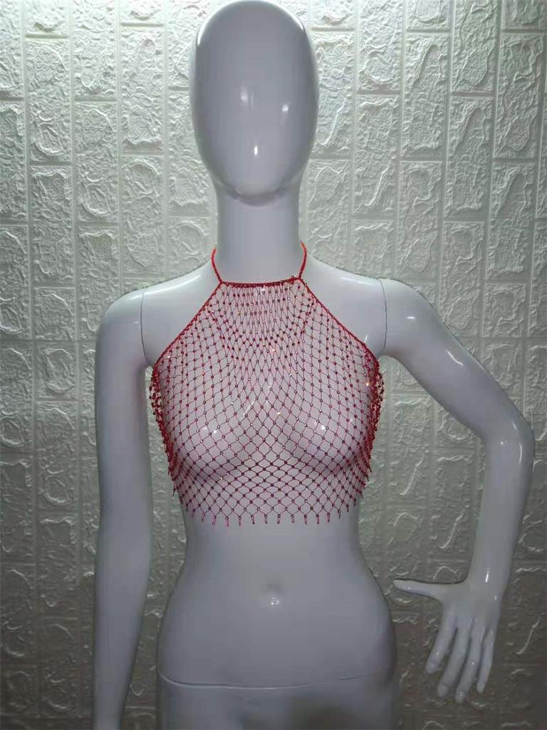 Сетка флэш алмазная блузка прыгающая прозрачная сексуальная грудь обертывание жилет для женщин