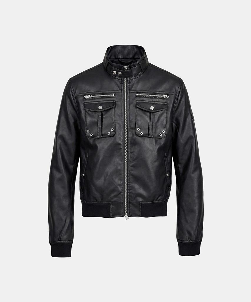 Badblood Daytona High-Neck Bomber Jacket - Black Leather