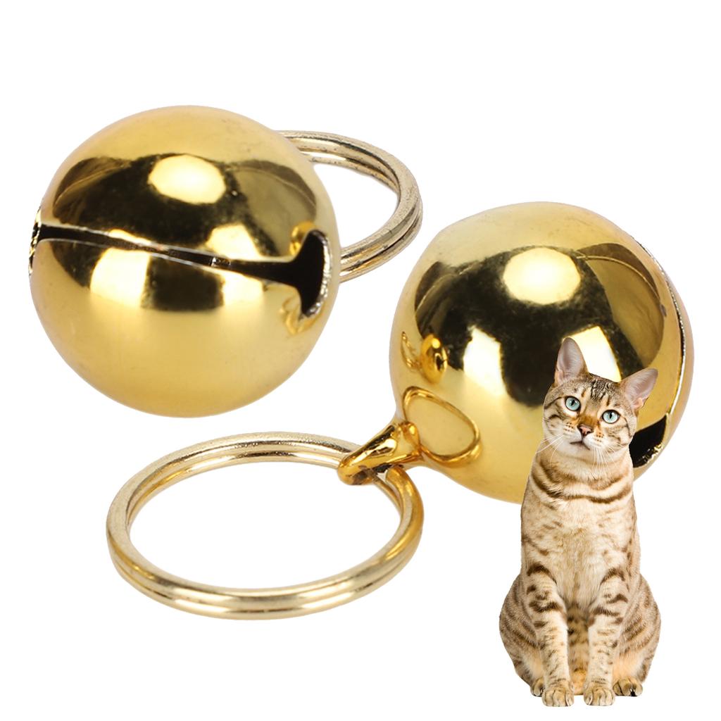 2 шт. устойчивые к ржавчине медные колокольчики AntiLost четкий звук круглый ошейник украшение для собаки кошки(золотой )