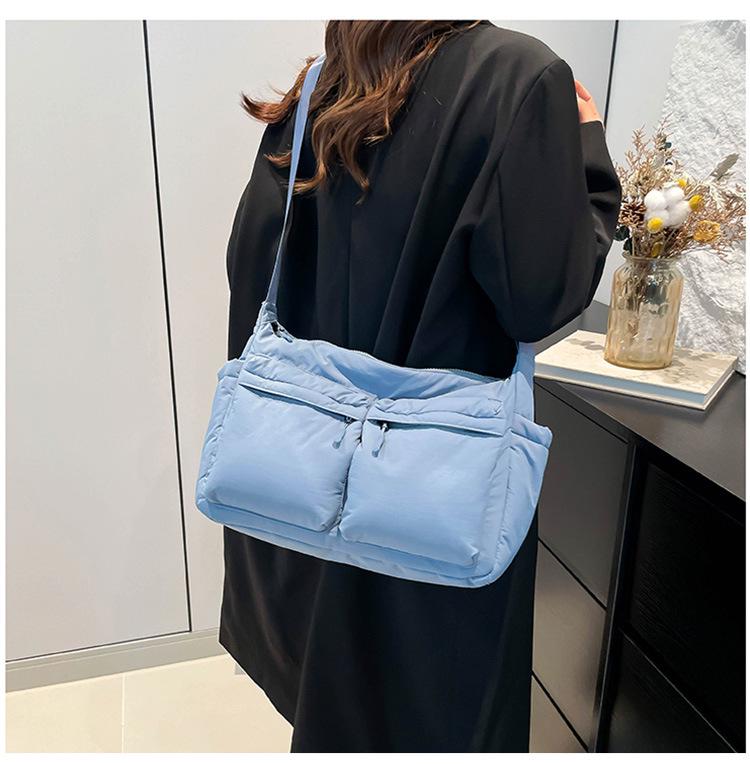 Unisex Water-Repellent Multi-Pocket Nylon Crossbody Bag