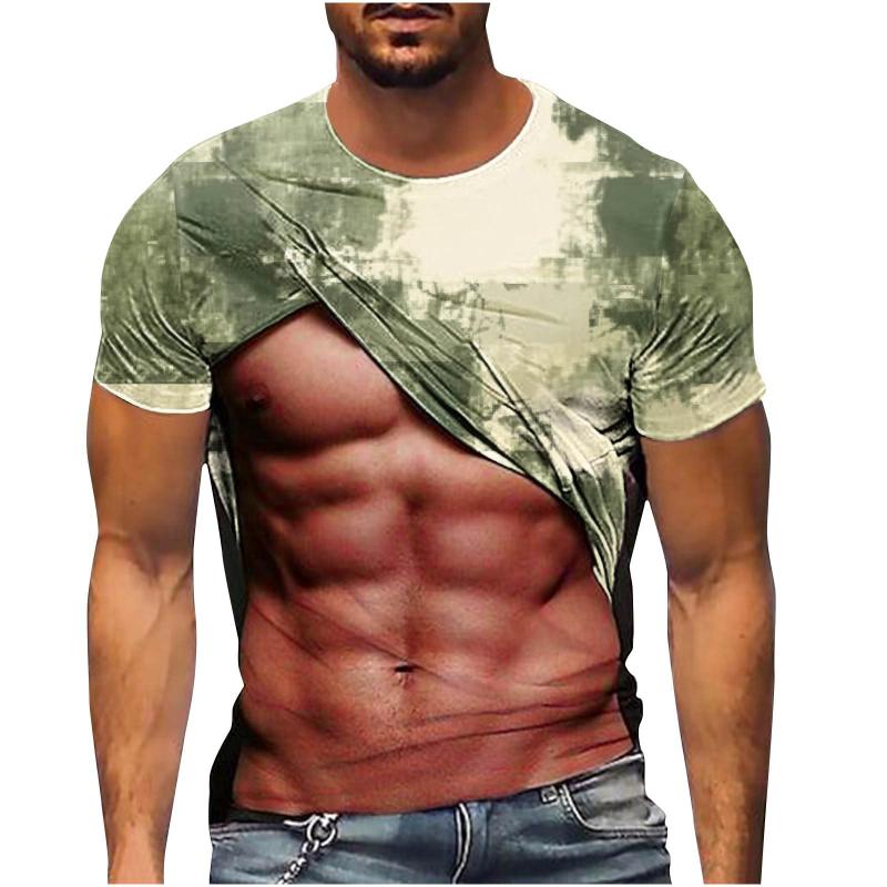 Мужская футболка, новая мода, камуфляжный рисунок Fake Muscle, забавная футболка с 3D-принтом, летняя мужская футболка с короткими рукавами в стиле хип-хоп-стрит
