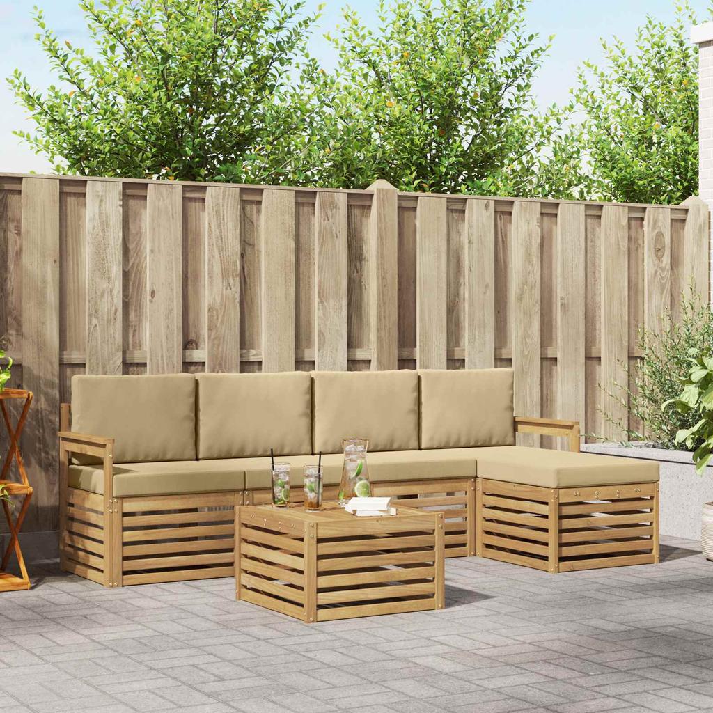 Outdoor Sofa Set 6 pcs White and Beige 59 x 59 x 37 cm