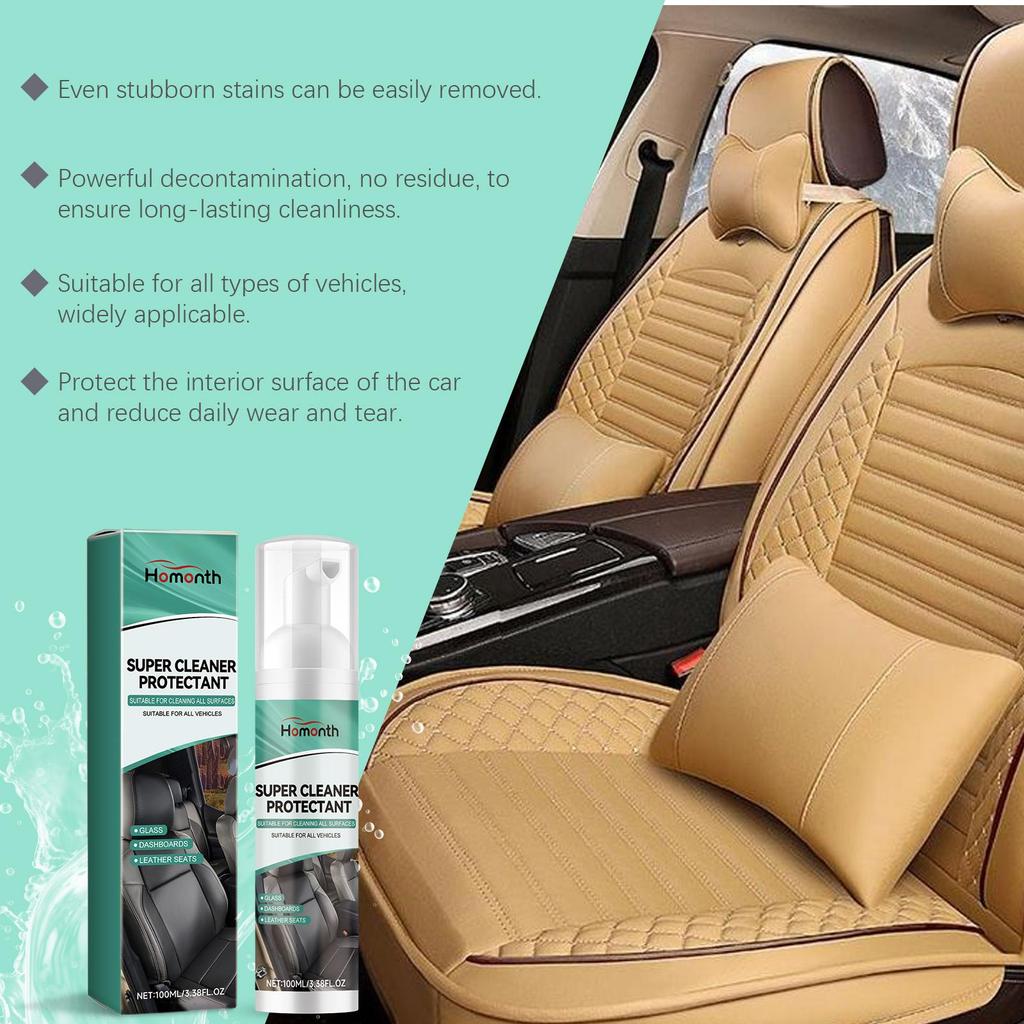 Homonth Multi-Purpose Car Seat Cleaner Deeply Removes Stains and Prevents Fading, Discoloration and Cracking On a Variety of Surfaces.