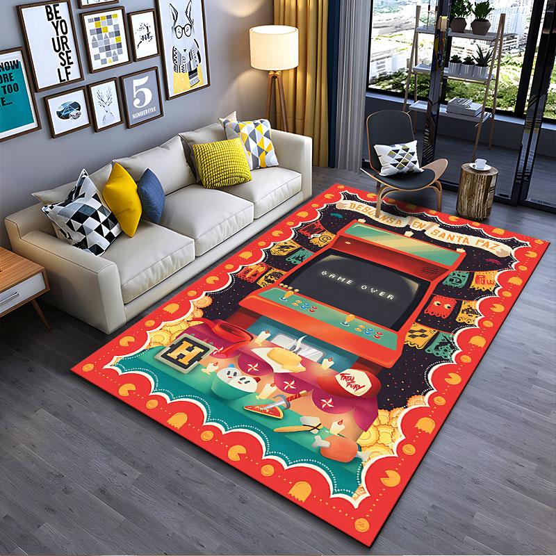 Retro Arcade Game Design Carpet suitable as a non-slip mat for the living room or bedroom sofa