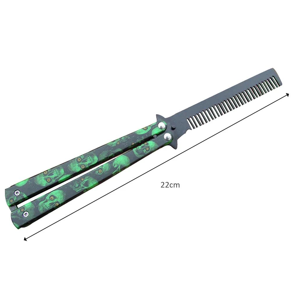 1Pcs Stainless Steel Folding Comb, Butterfly Knife, Beard Comb, Mustache, Hair Salon Styling Tool