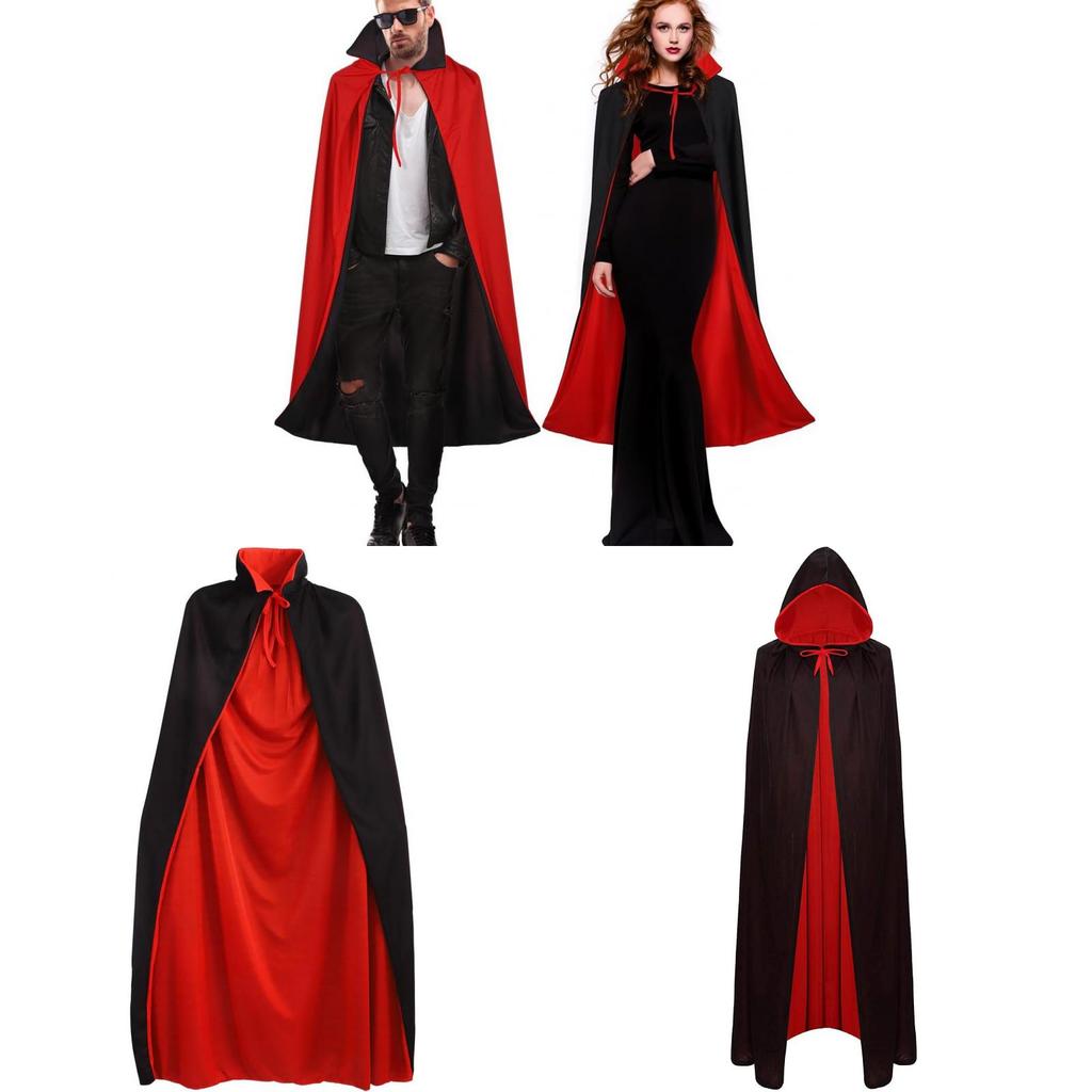 Vampire Costume Cloak With Hood For Halloween Cosplay Adults Dress Up Prop