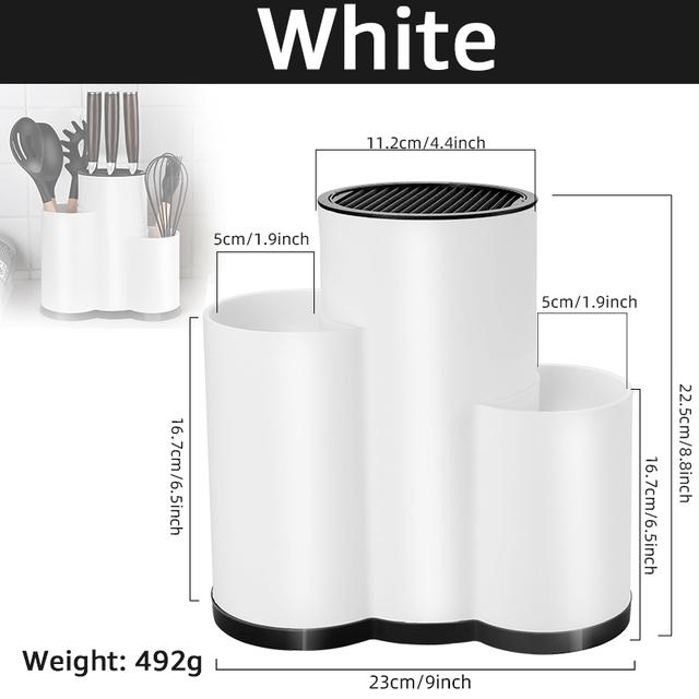 Knife Holder Multi-Function Utensil Stand Knife Block PP Flatware Drainer Storage Box Spoon Fork Kitchen Organizer Rack