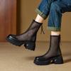 Martin Boots Thin Women's New Hollow Breathable Mesh Black Mesh Thick Bottom Thick Heel