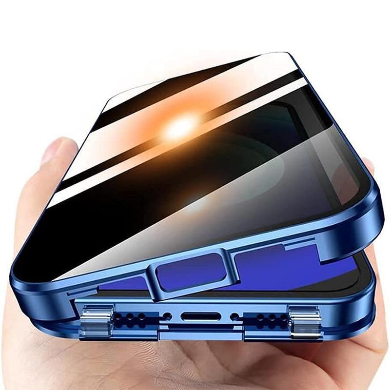 Магнитный чехол из металла со стеклом конфиденциальности для Samsung Galaxy S26 Ultra S25 S24 FE S23 S22 S21 Plus A17 A57 A37 A55 A56 Защита от подглядывания 360°