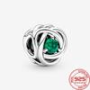 Новый S925 Серебряный Шарм Май Зеленый Камень Рождения Вечность Круг Шарм Подходит Мода 3 мм Браслет DIY Девушка Ожерелье Подвеска Подарок