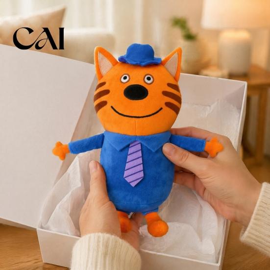 Role Playing Kids Game Accessory Family Kitten Plush Doll, Soft Stuffed Animal, Cartoon Anime Character Educational Imaginative Play Toy Figure