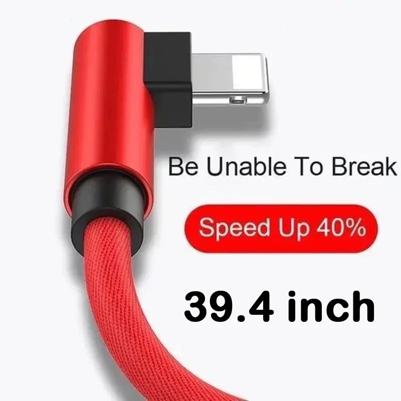 Новый USB-кабель с реверсивным разъемом, 90-градусный, для быстрой зарядки устройств Android или iOS