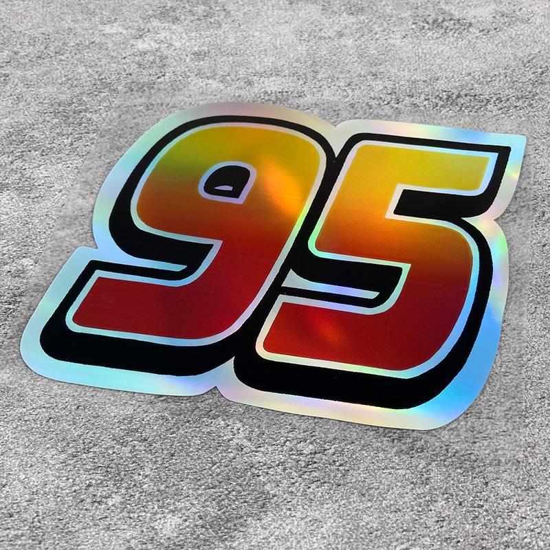 1Pc Yellow And Laser Number 95 Car Decals Water-Repellent For Auto Rear Windshield Window Door Body Trunk Vinyl Decals Ornament