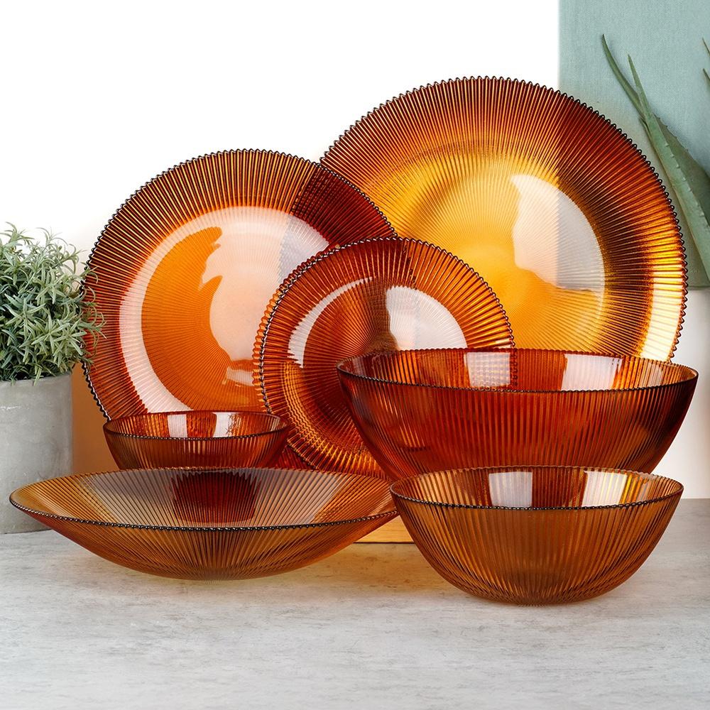 Amber glass shallow dinner plate 28 cm