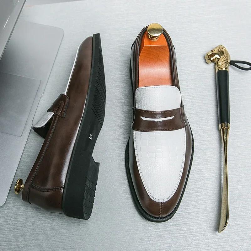 Модные цветные мужские туфли для вечеринок, черные, белые, деловые, кожаные туфли, предметы роскоши, летние, новые, кофейно-белые, туфли-лодочки