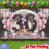 2D 30-й С Днем Рождения Фотофон, Фиолетово-Золотой Цифра 30 Розовый Воздушный Шар Баннер для Вечеринки