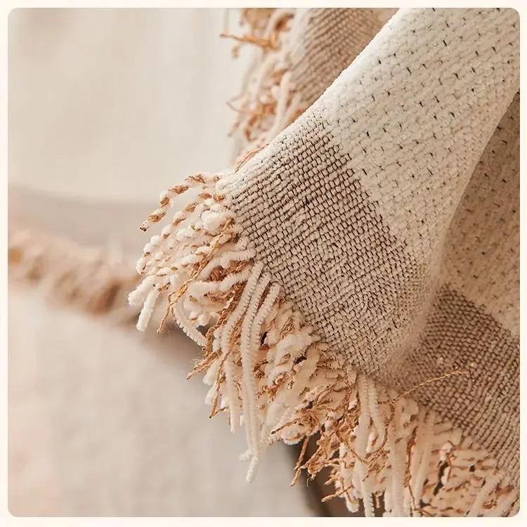 Thicken Chenille Green Sofa Cover Sofa Blanket Simple Geometrical Cushion Ins Wind Sand Hair Towel Fashion Blanket Sofa Towel