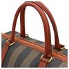 Auth FENDI Pecan Striped Boston Bag Brown PVC Leather Women’s fe5617cc