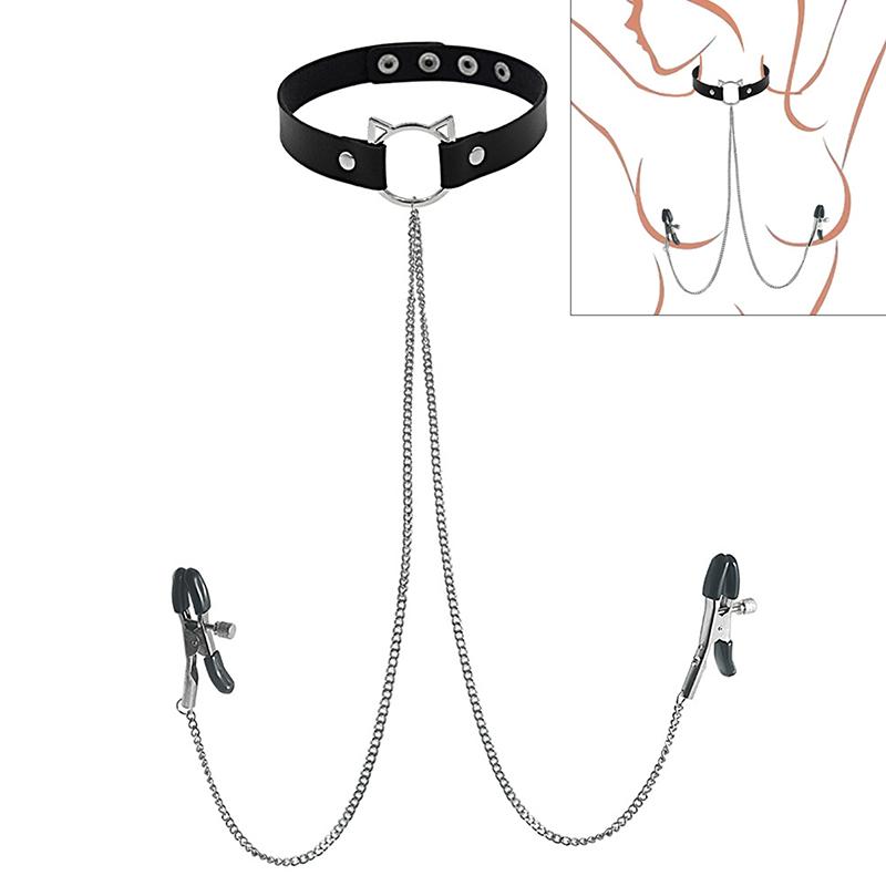 1 шт. Кольцо для соска с колье-чокером в стиле панк, длинная цепочка, штанга для пирсинга сосков, ювелирные изделия