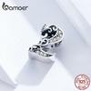 BAMOER Lucky Number 2 Bead Zircon Reliefs Real 925 Sterling Silver Charms Fit Original Bracelet