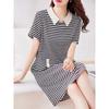 Casual Versatile Striped Dress Summer New Large Size Loose and Thin Foreign Fashion Medium and Long Skirt