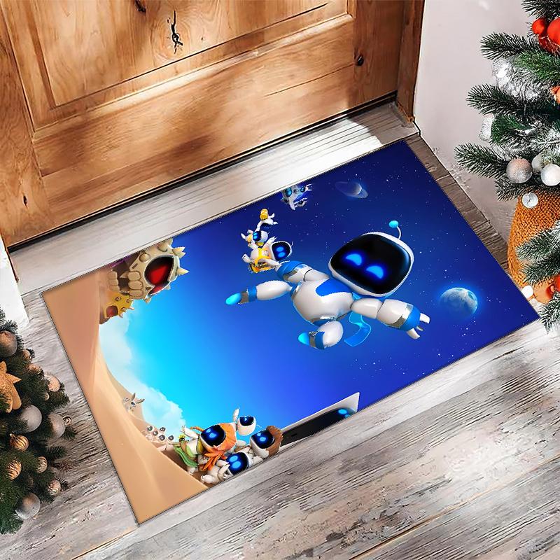 Astro bot Printed Crystal Velvet Area Rug, Soft Anti-Slip Water Absorbent Floor Mat for Living Room Bedroom