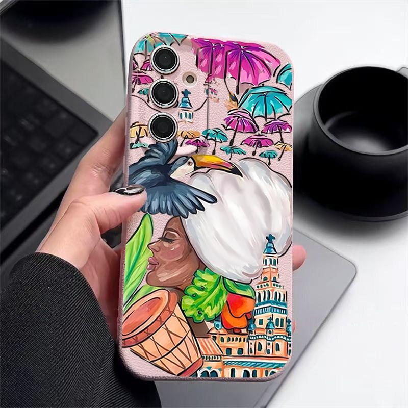 Чехол с тропическим узором тукана для Samsung Galaxy A57 A56 A55 A54 5G A37 A36 A35 A34 A17 A16 A15 A14 Силиконовая крышка с текстурой кожи