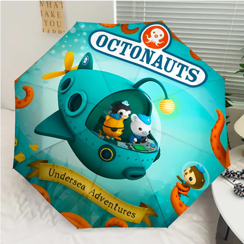 The Octonauts7 Print Automatic Umbrella, 8 Rib Iron Frame, Plastic Handle, Suitable for Outdoor Travel &Daily , Ideal Gift