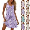 Летние платья для женщин Пляжные бохо без рукавов с принтом Футболки-майки Сарафаны