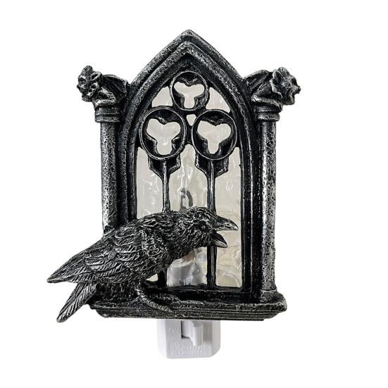 Halloween Crow Night Light Gothic Raven Birds On Church Arch Wall Sconce Light for Halloween Bedside Bedroom Living Room Decor