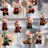 10 шт. Рождественские украшения Милый енот Деревянные подвесные украшения Украшение для рождественской елки на тему животных для праздничного декора