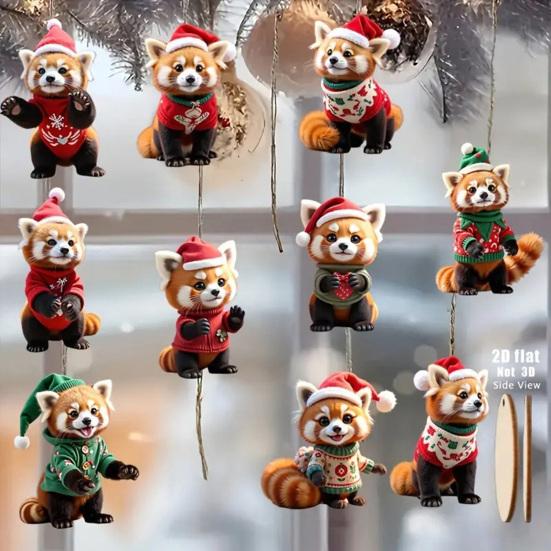 10 шт. Рождественские украшения Милый енот Деревянные подвесные украшения Украшение для рождественской елки на тему животных для праздничного декора