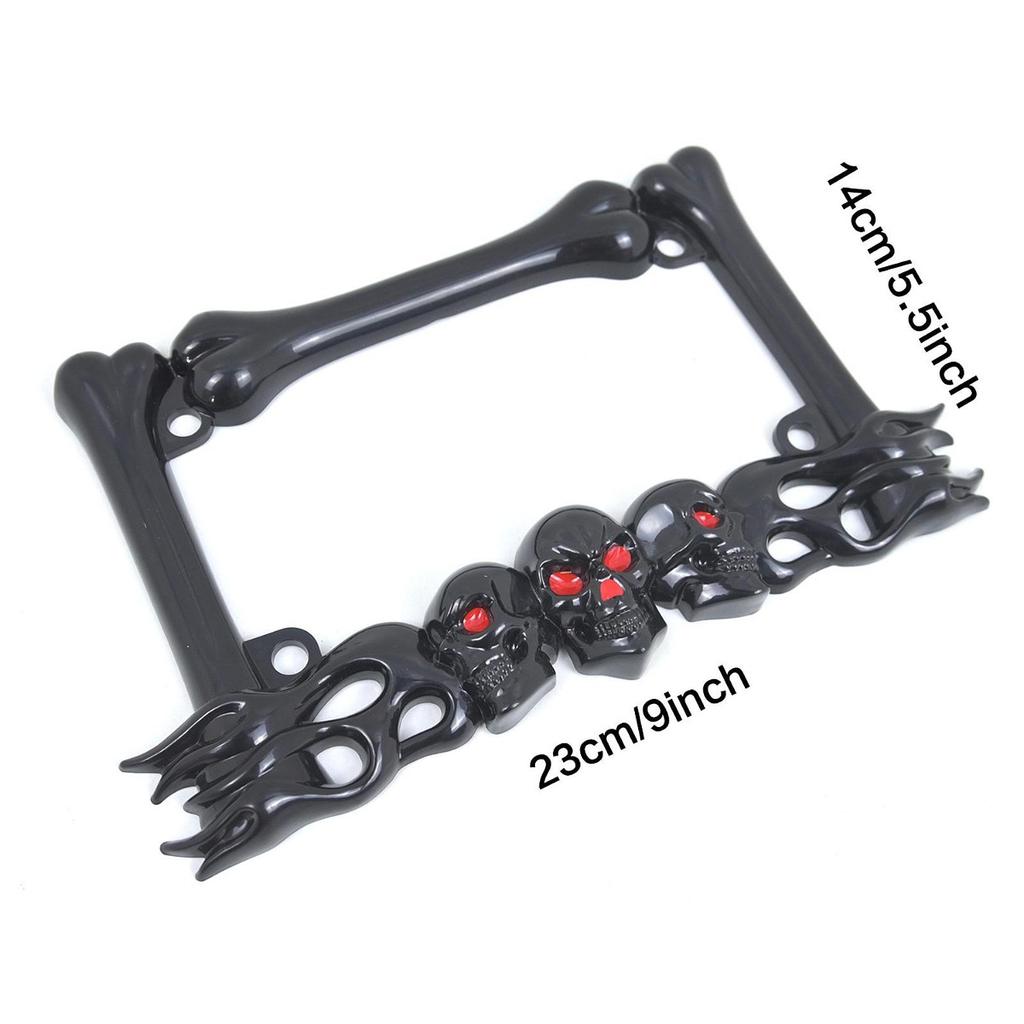 Skull Decor Motorcycle License Plate Frame Universal Fit 9inchx5.5inch