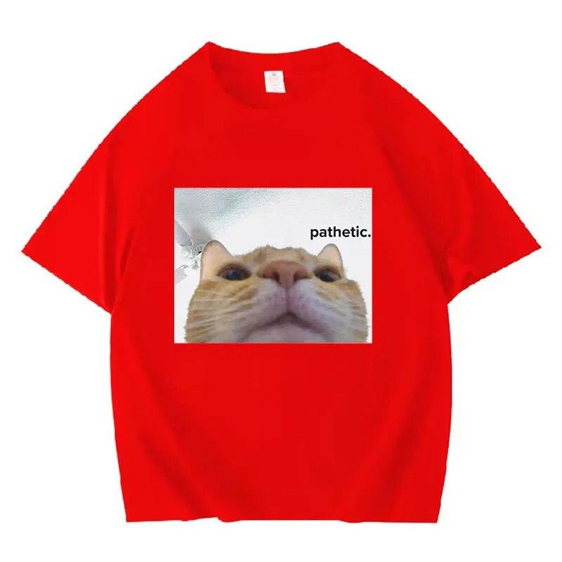 Забавные футболки с рисунком Pathetic Cat Meme, женские модные повседневные футболки унисекс с коротким рукавом, летние футболки большого размера из 100% хлопка с круглым вырезом