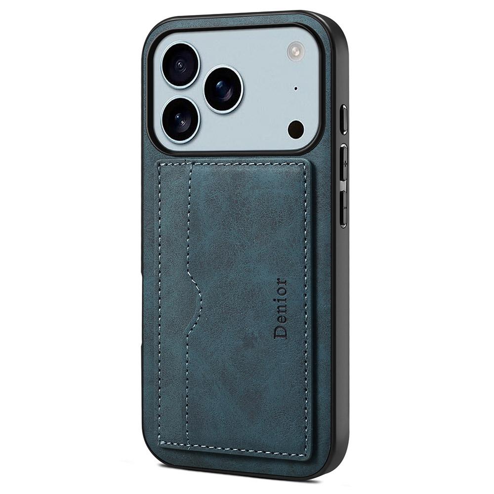 DENIOR For iPhone 17 Pro Max Case Card Holder Kickstand Leather Phone Back Cover