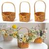 Плетеная вручную корзина для цветов с бантом, контейнер для пикника, корзина для цветочной композиции, свадьба