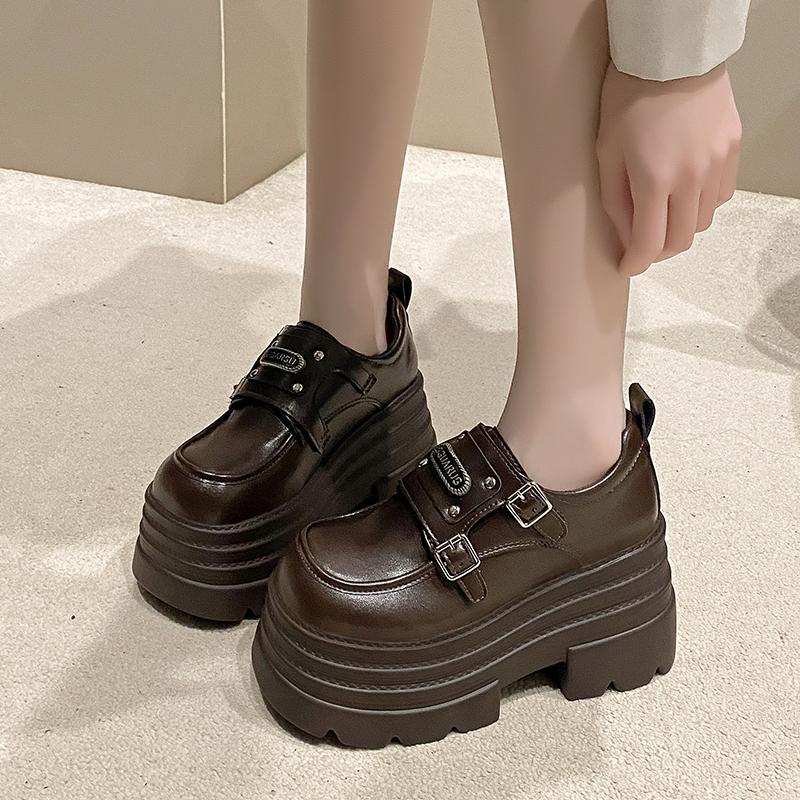 Модные женские кожаные кроссовки Новинка 2025 Весна Высокая платформа Шнуровка Повседневная обувь Толстая подошва 10 см Каблуки Обувь для ходьбы Zapatos Mujer