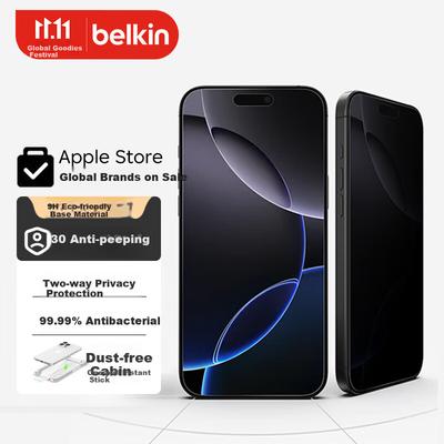 Belkin (БЕЛКИН) Защитное стекло для Apple iPhone 17 Pro Max, Антишпионская закаленная стеклянная пленка, Защита, Антибактериальное, Ударопрочное, OVA214