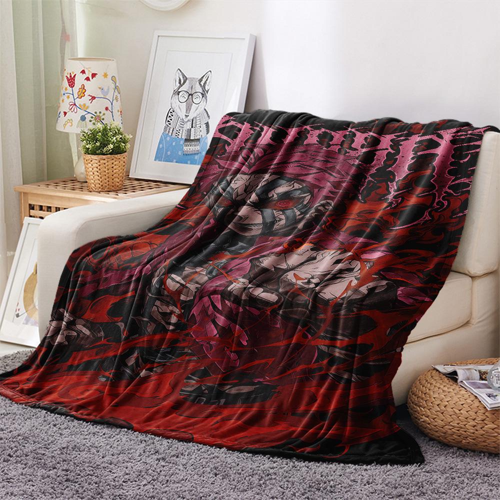 1PC Demon Slayer Patterned Flannel Blanket Suitable For All Seasons For Home Decor Warmth And Comfort Gifts Holiday Present