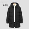 Хлопковая одежда средней длины Мужская Зимняя Однотонная Свободная Однотонная Толстовка Хлопковая Куртка Утепленное Хлопковое Пальто