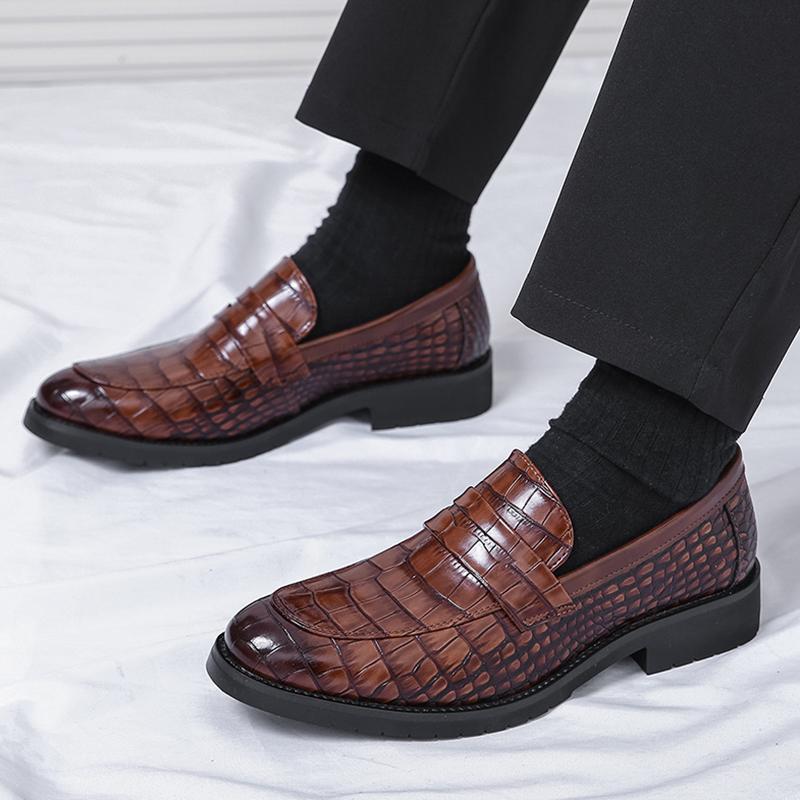 New Designer Penny Loafter Fashion Men Alligator Pattern Casual Shoes Formal Wedding Dress Homecoming Footwear Zapatos Hombre