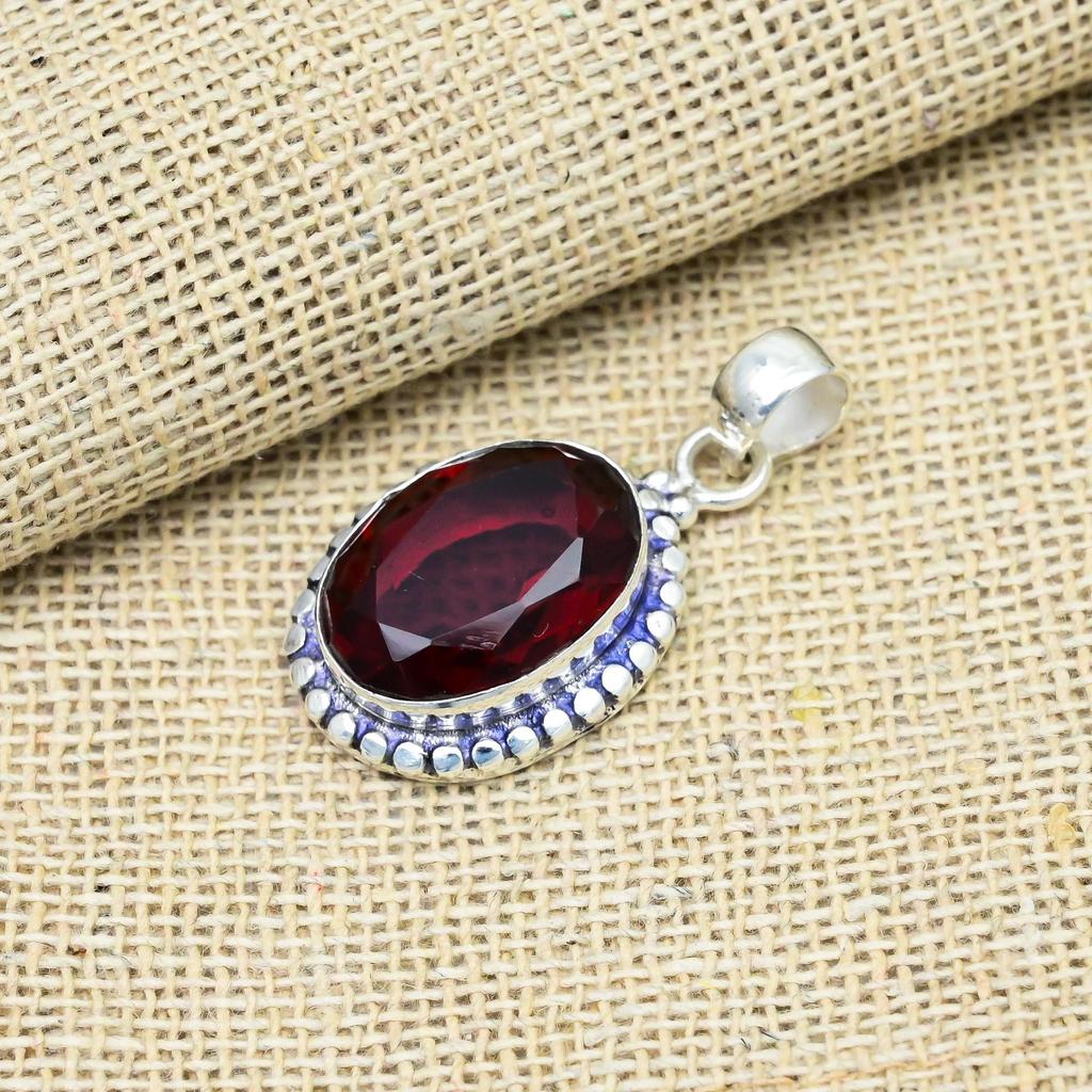 Красный гранат драгоценный камень 925 твердое серебро ручной работы антикварные ювелирные изделия подарок для матери кулон