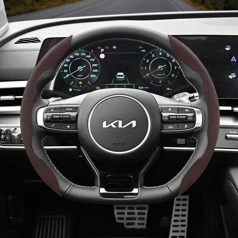 Подходит для Kia Нескользящая Пряжка Сегментированная Замшевая Накладка на Руль Подходит для Ceed Jd Picanto Sportage 3 Rio 4 Ev3 Cerato 2 Stonic Xceed Morning
