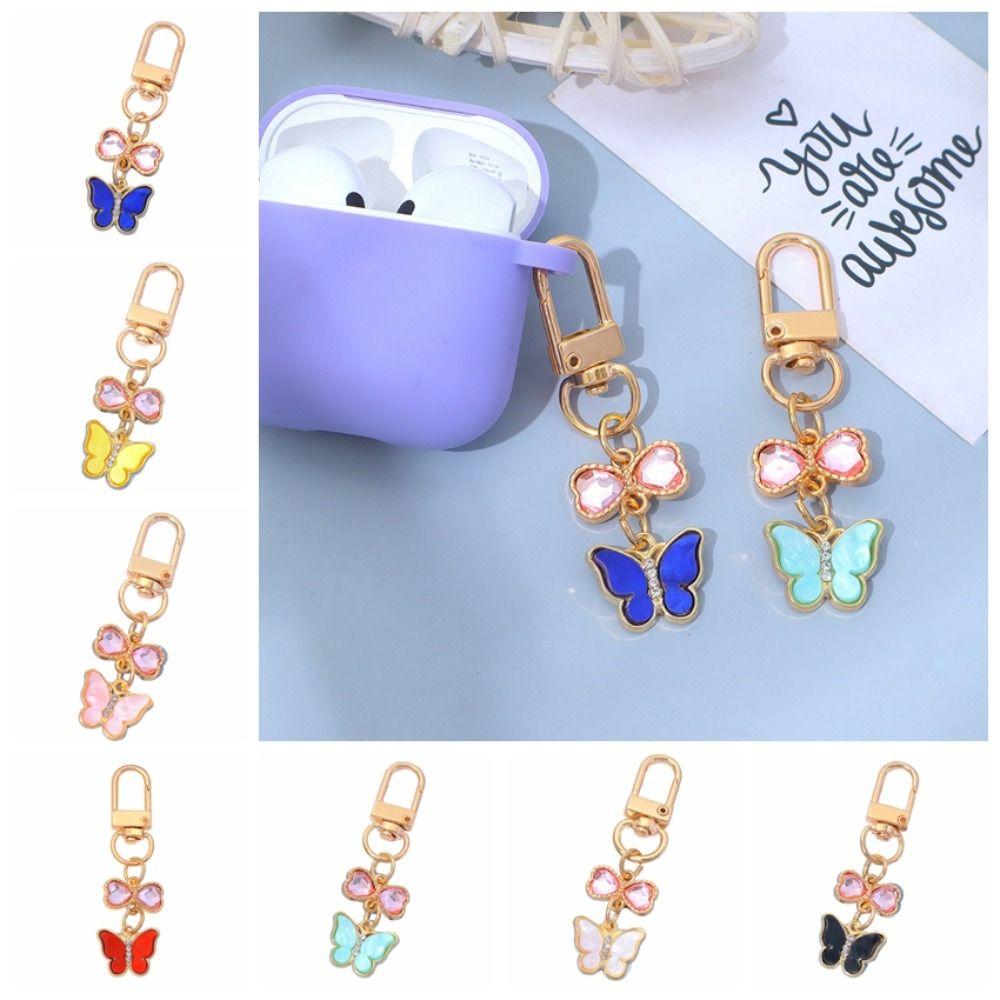 7PCS Y2K Crystal Bow Key Chain Pendant Key Ring Creative Rhinestone Butterfly Keychain  Key Decor